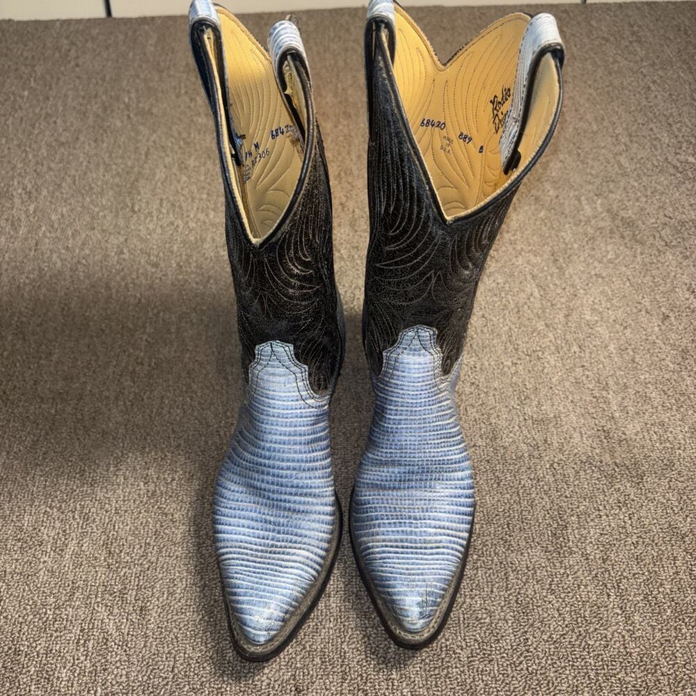 Vintage Rodeo Drive Women’s 7.5M Blue Western Cowboy Boots Made USA Leather